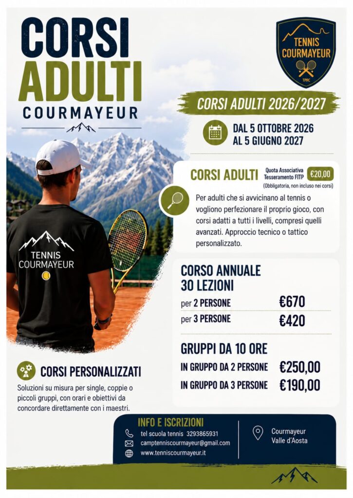 Corsi Adulto 2026-2027 Tennis Courmayeur